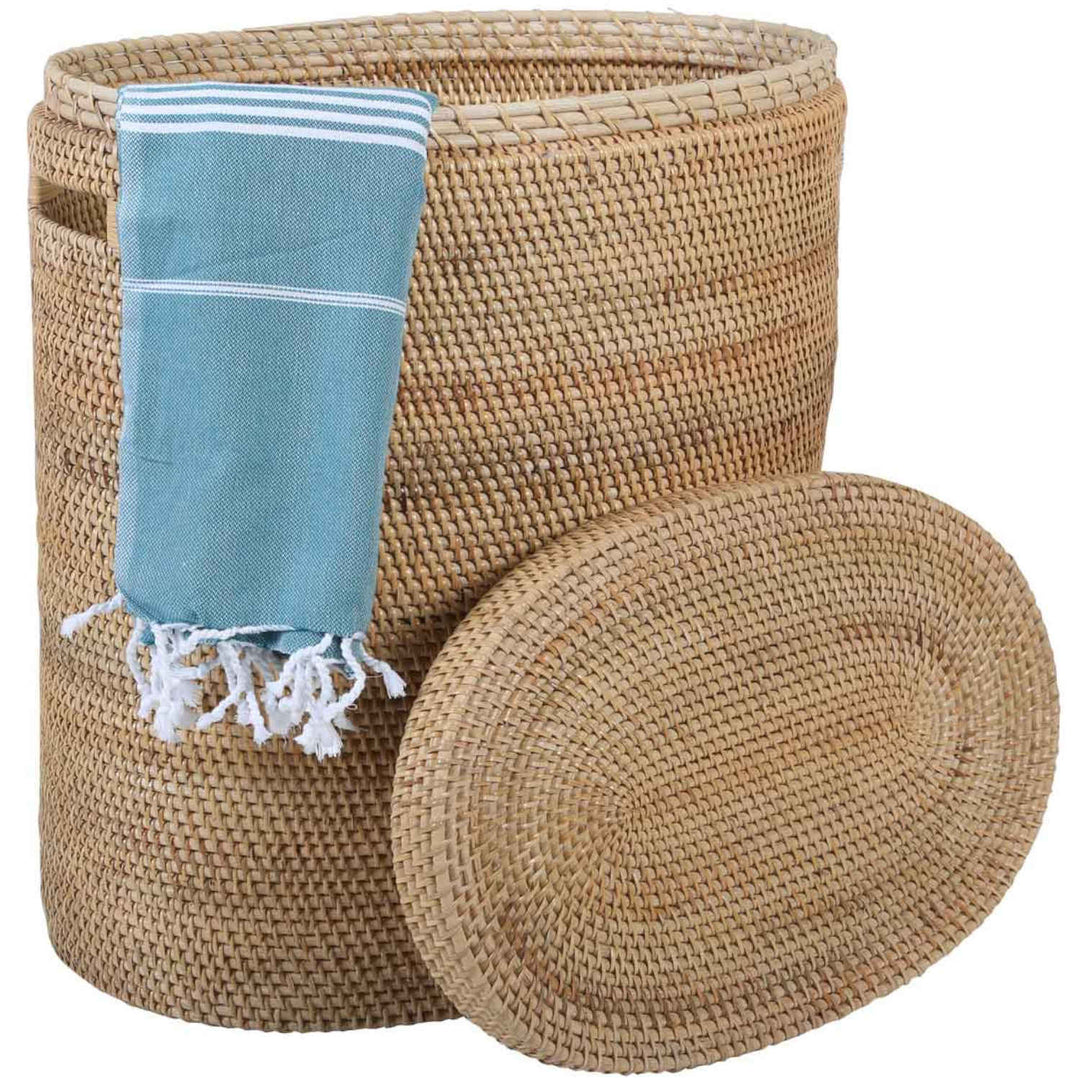 Portabiancheria in rattan Ela con coperchio