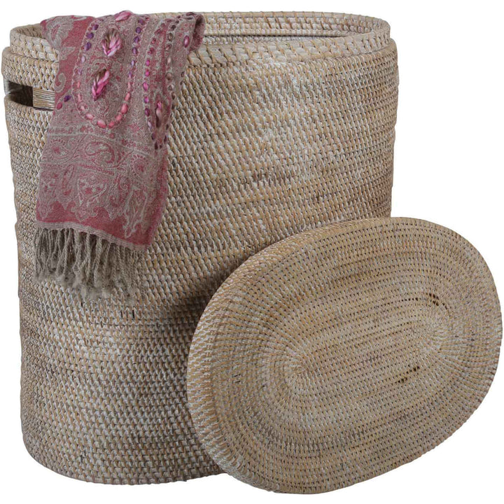 Portabiancheria in rattan Ela con coperchio