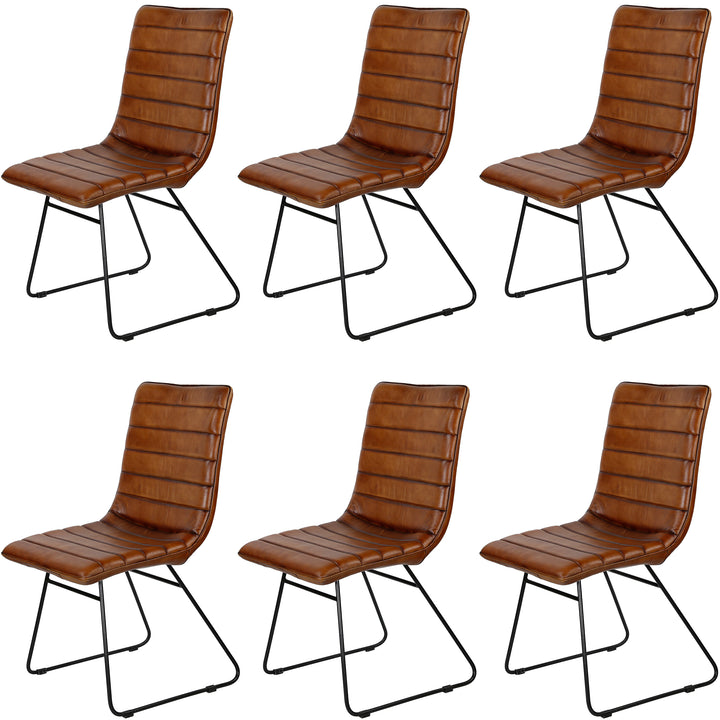 Sedia per sala da pranzo in pelle marrone