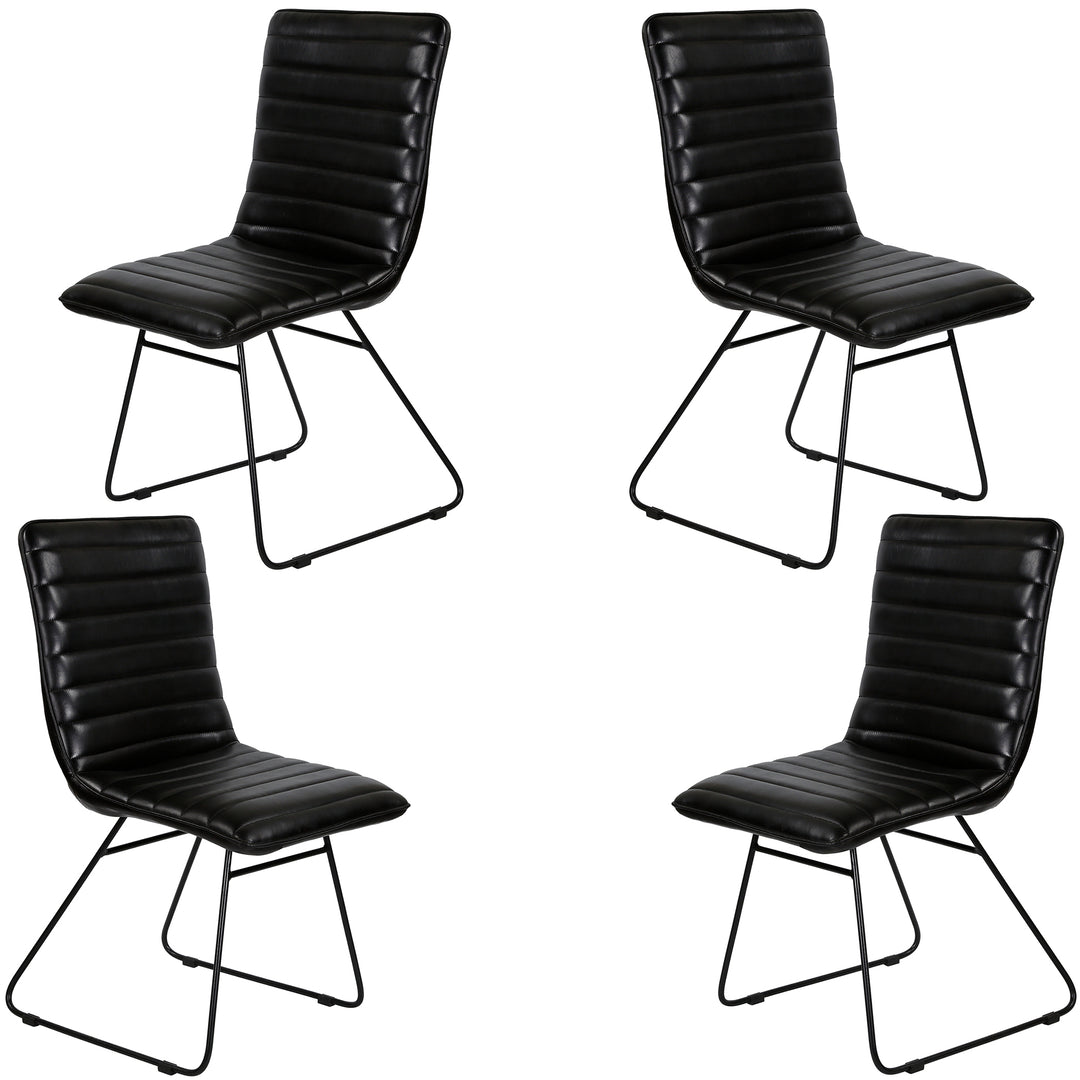 Sedia per sala da pranzo in pelle nera