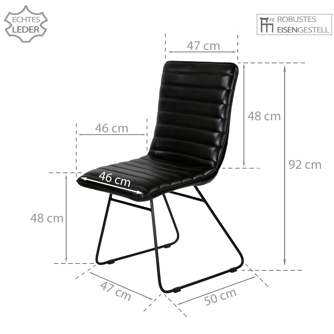 Sedia per sala da pranzo in pelle nera