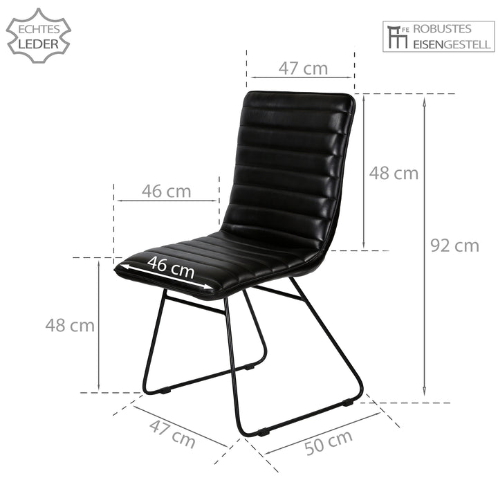 Sedia per sala da pranzo in pelle nera