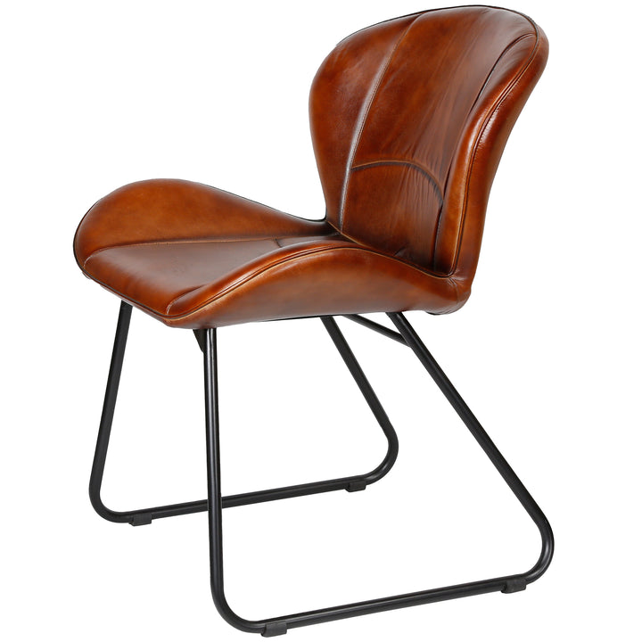 Sedia in pelle rosso-marrone