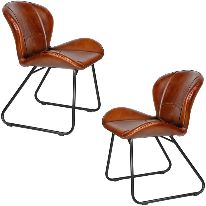 Sedia in pelle rosso-marrone