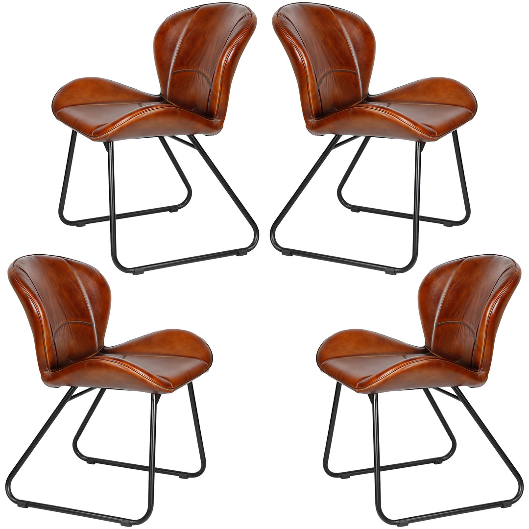 Sedia in pelle rosso-marrone