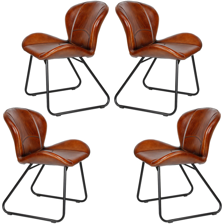 Sedia in pelle rosso-marrone