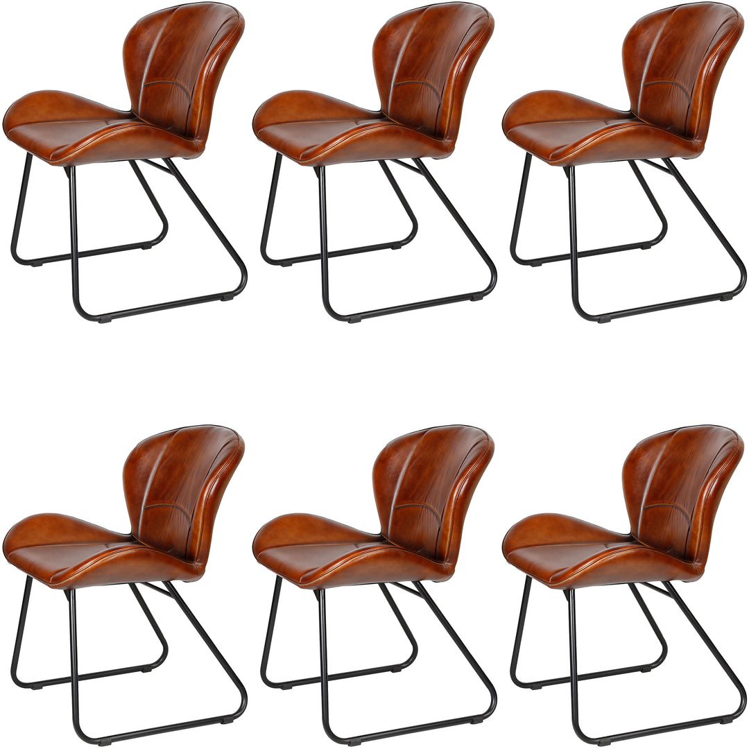 Sedia in pelle rosso-marrone