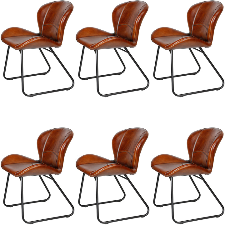 Sedia in pelle rosso-marrone