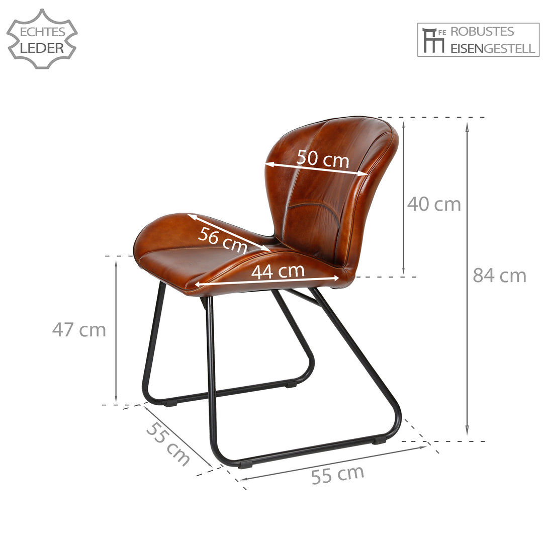 Sedia in pelle rosso-marrone