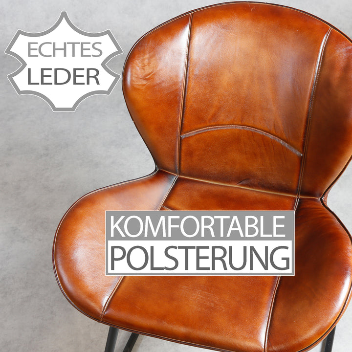 Sedia in pelle rosso-marrone