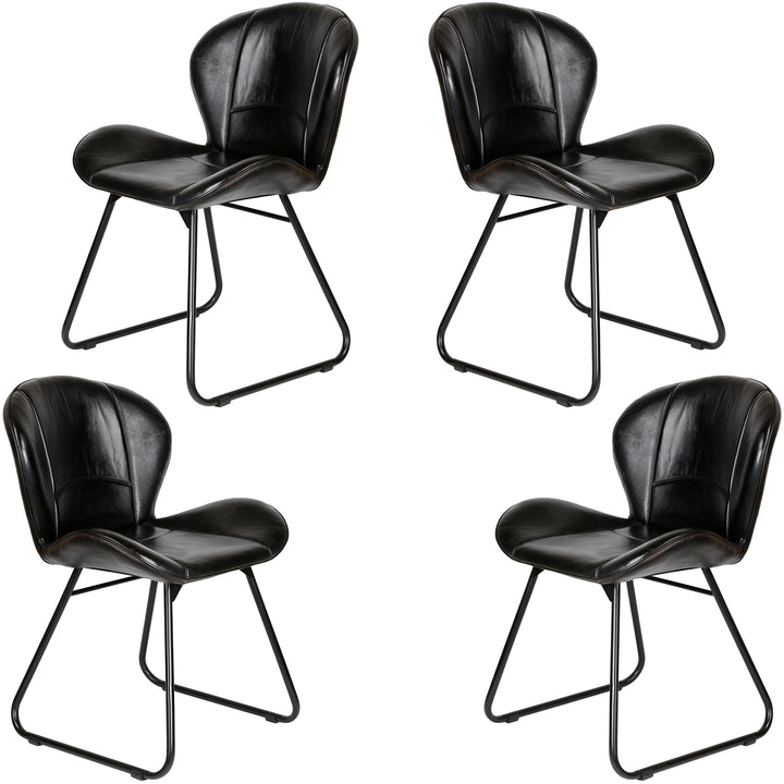 Sedia imbottita in vera pelle - sedia in pelle nera