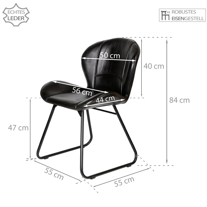 Sedia imbottita in vera pelle - sedia in pelle nera