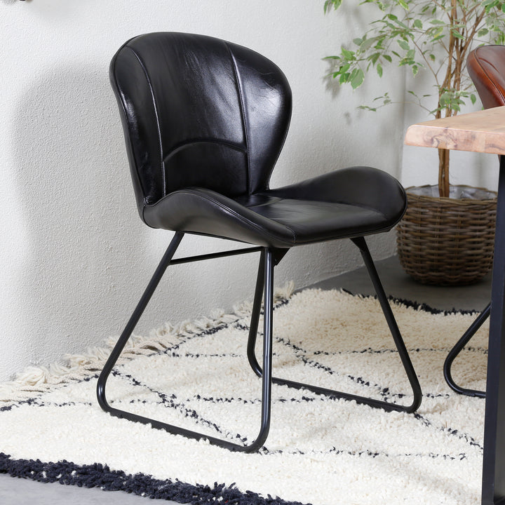 Sedia imbottita in vera pelle - sedia in pelle nera