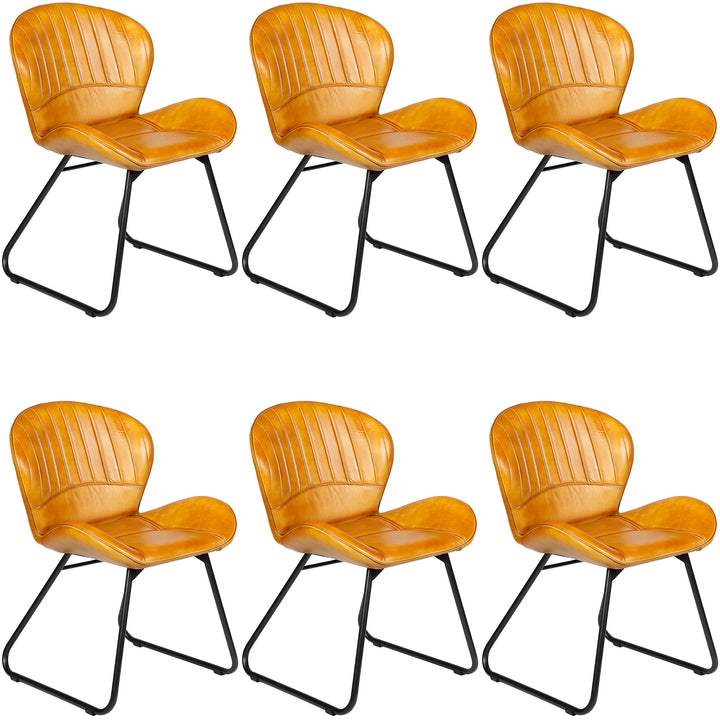 Sedia per sala da pranzo in pelle marrone cognac