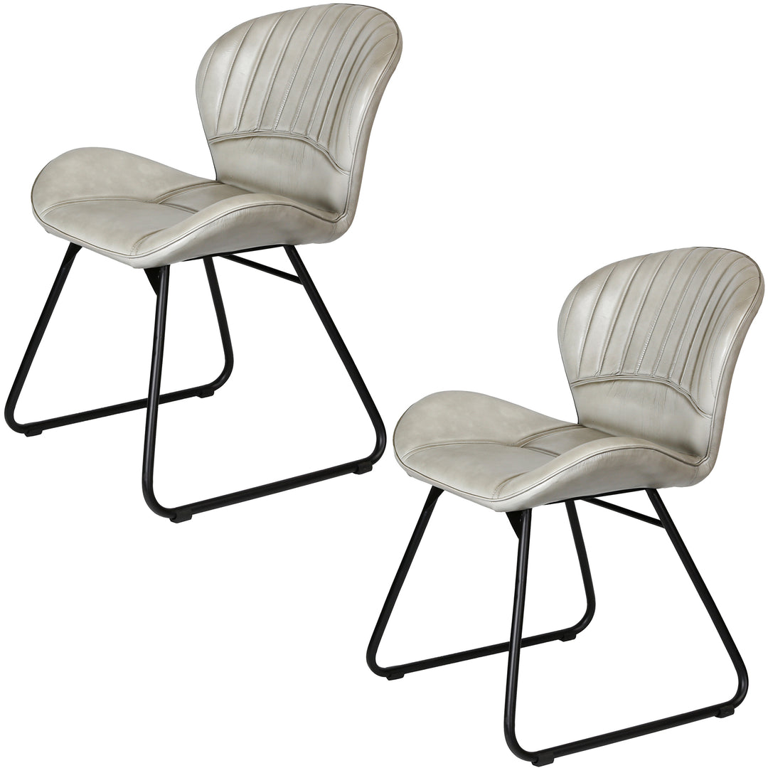 Sedia in pelle grigio chiaro