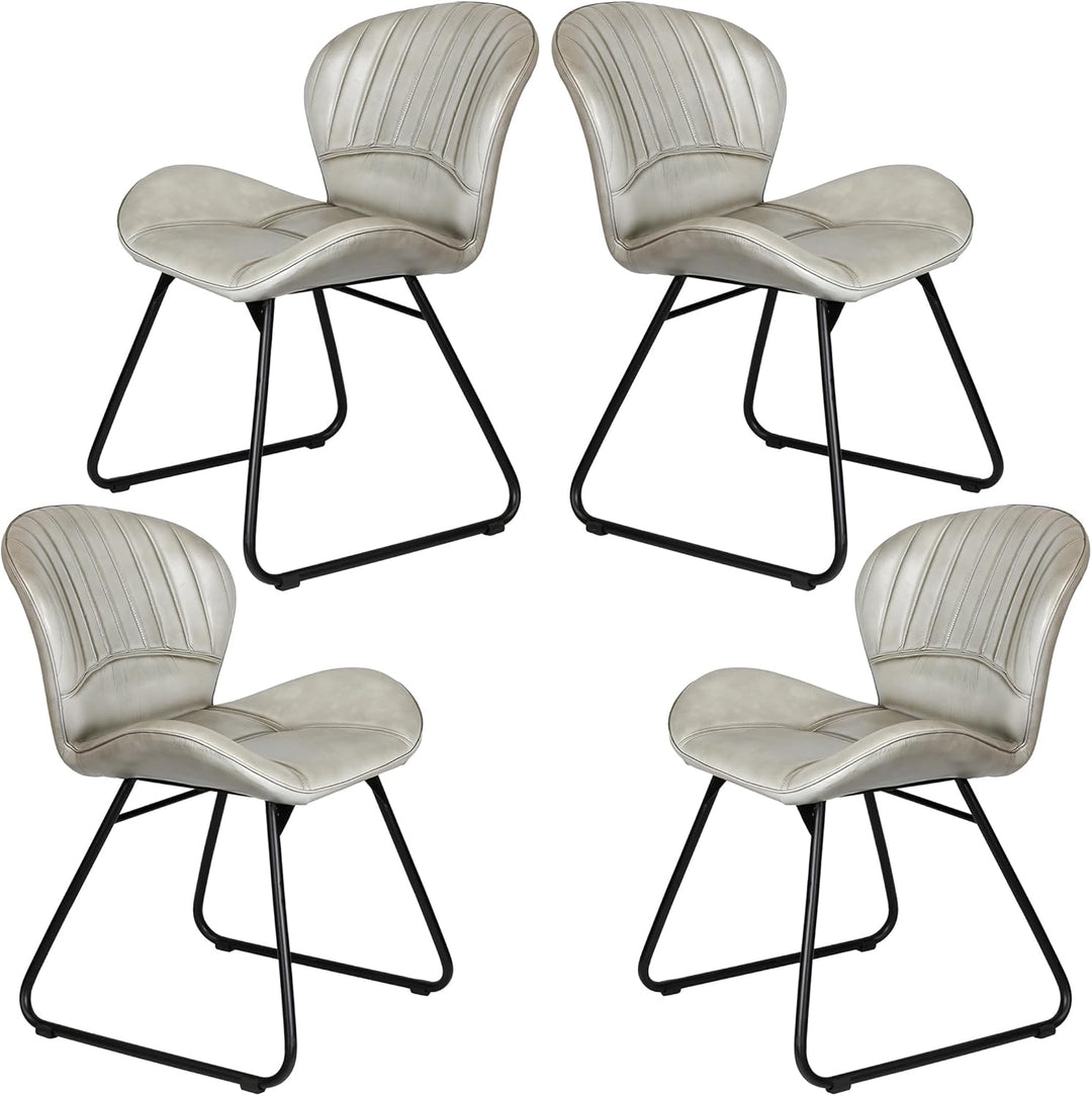 Sedia in pelle grigio chiaro