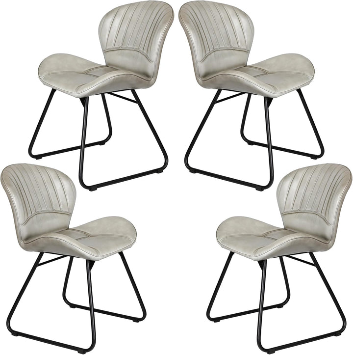 Sedia in pelle grigio chiaro