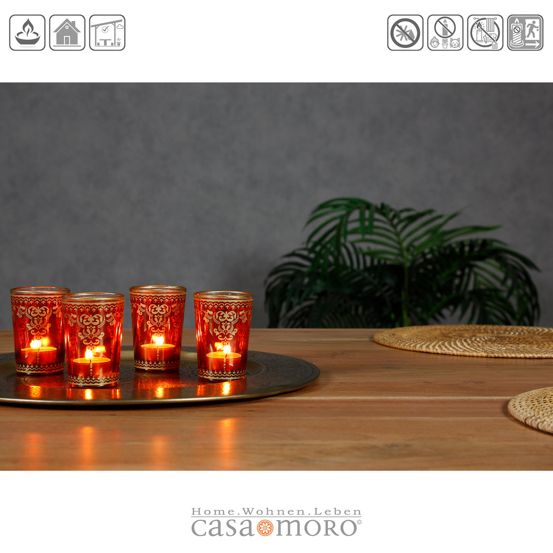 Glas Teelichthalter Orange Gold 6er Set