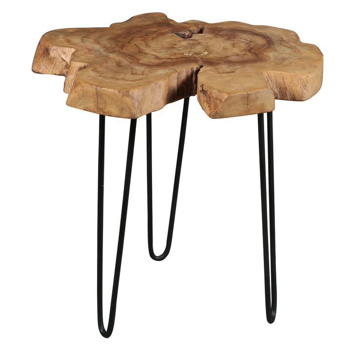 Beistelltisch aus naturbelassenem Teak-Holz, einzigartig gemasert