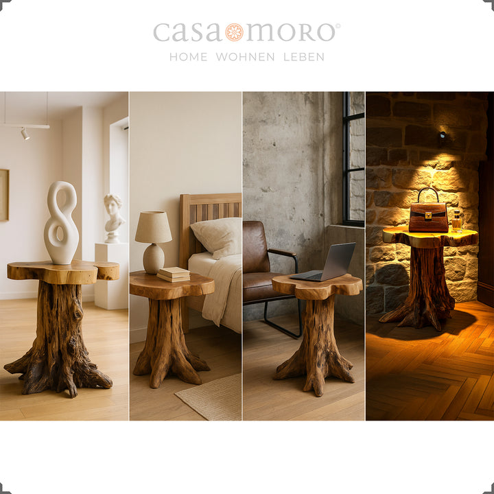 Beistelltisch 50x50 cm aus massivem Wurzelholz, Boho-Stil