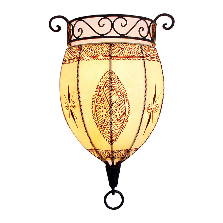 Lampada da parete in pelle henné Nakous Bianca