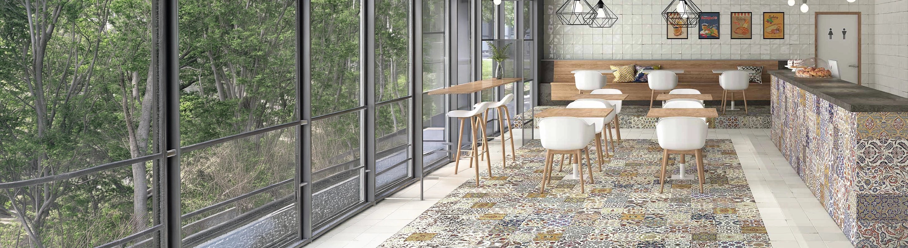 piastrelle del pavimento – Pavimenti del bar con piastrelle a motivi orientali - Design mediterraneo per ristoranti e spazi abitativi