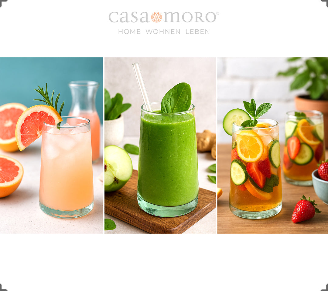 Set di bicchieri da cocktail in vetro trasparente - soffiato a bocca, adatto per bevande estive e caffè freddo