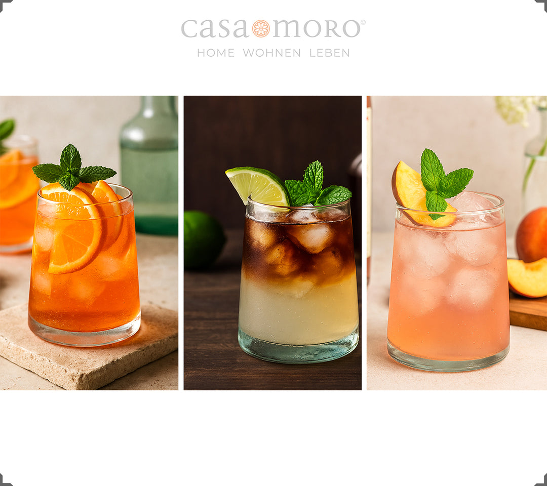 Set di 4 bicchieri da cocktail - realizzati in vetro lavorato, trasparente e soffiato a bocca