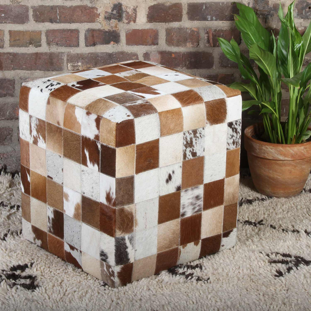Sgabello in pelliccia patchwork Jaspal