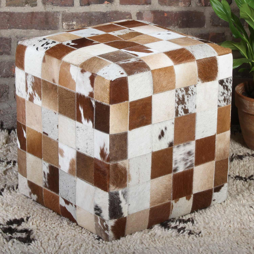Sgabello in pelliccia patchwork Jaspal