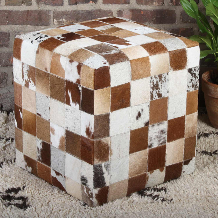 Sgabello in pelliccia patchwork Jaspal