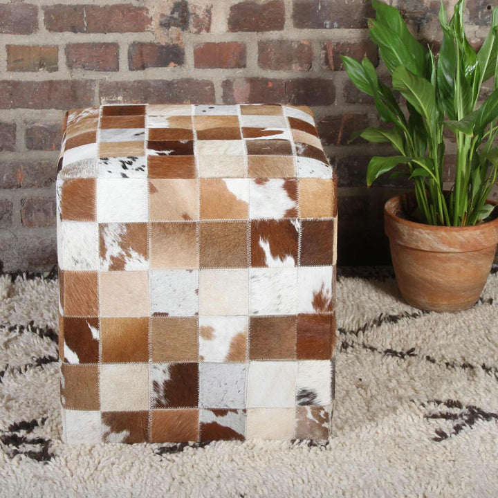 Sgabello in pelliccia patchwork Jaspal