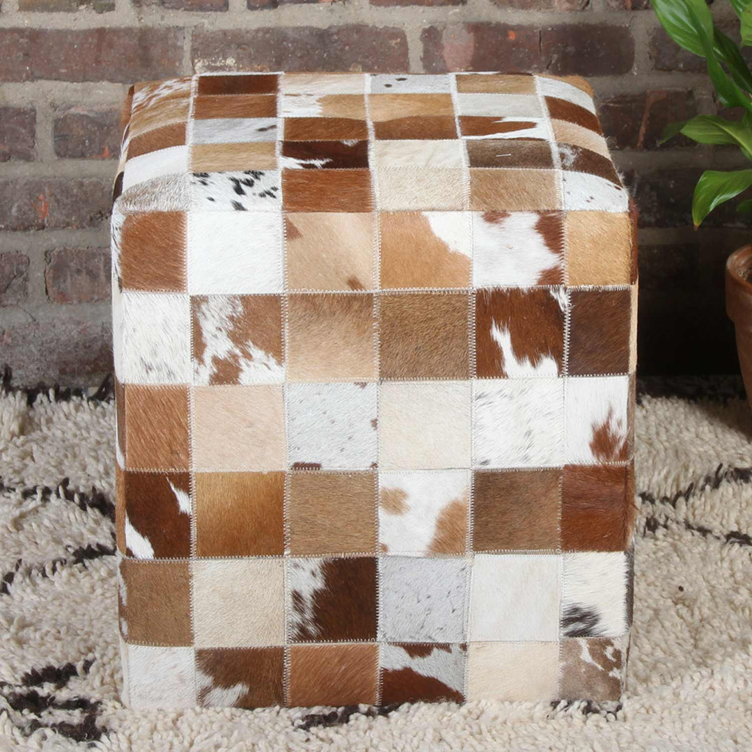 Sgabello in pelliccia patchwork Jaspal
