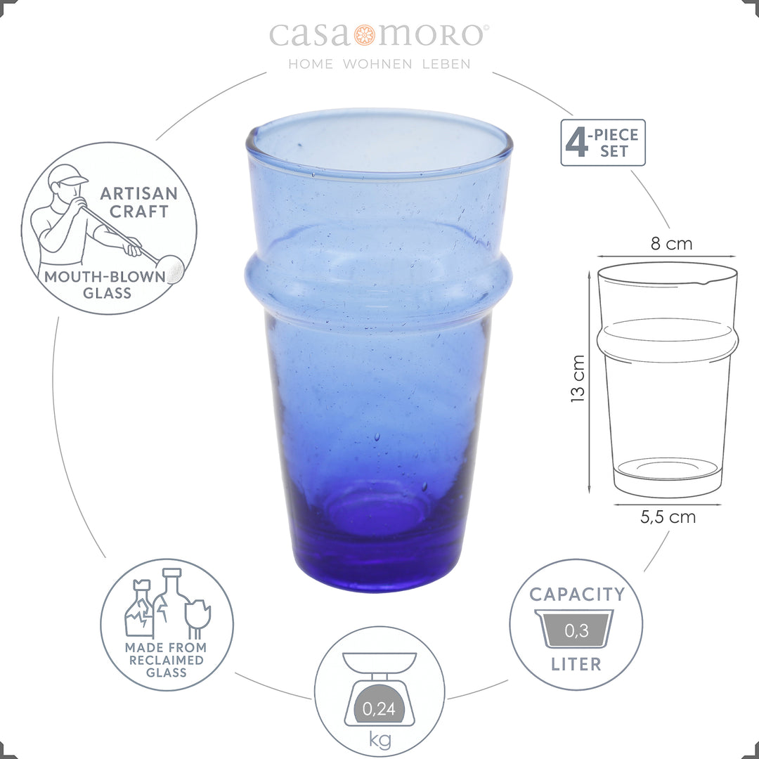 Quattro bicchieri in vetro soffiato in un set: ideali per latte macchiato, dessert o cocktail