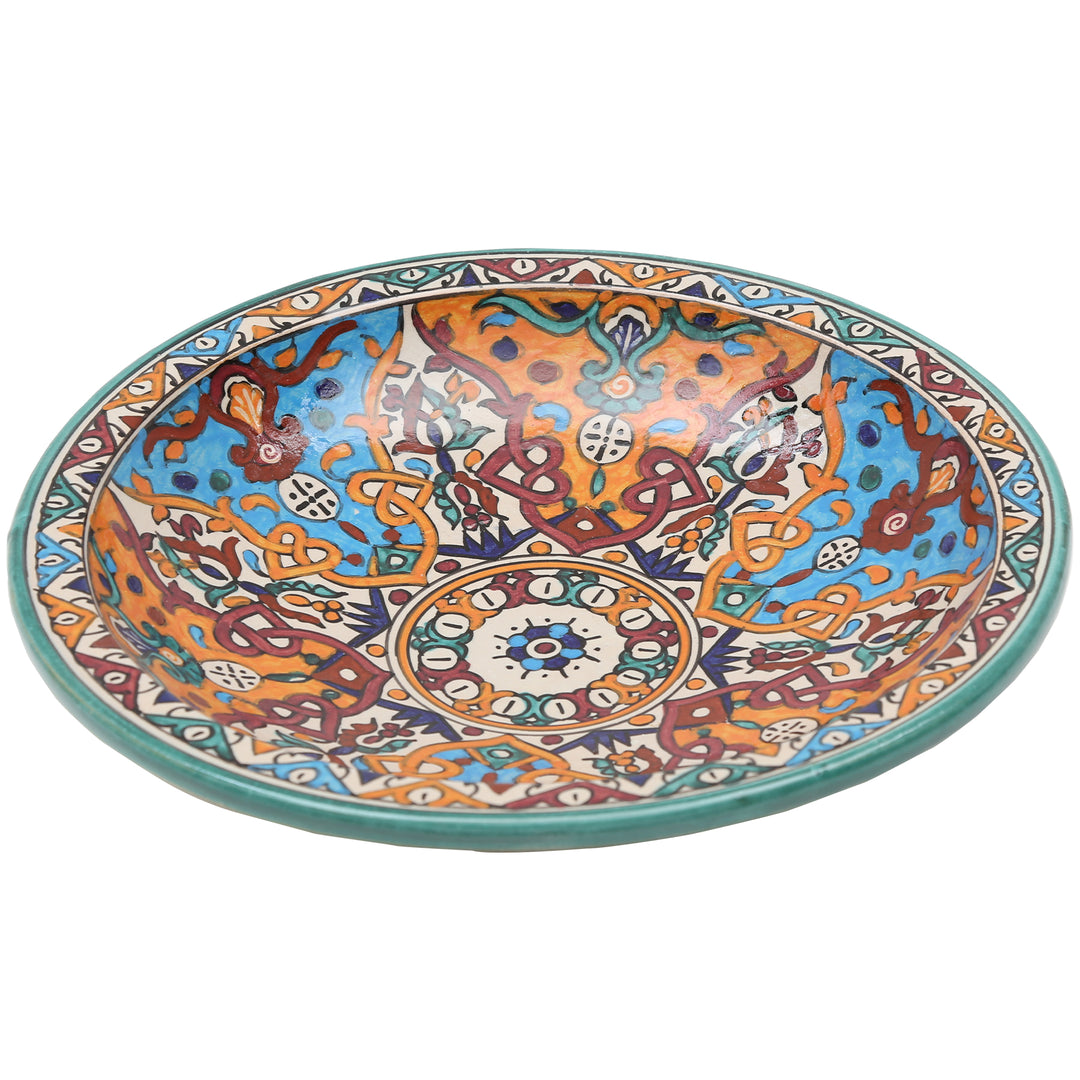 Ciotola in ceramica marocchina dipinta a mano con motivi floreali e geometrici colorati