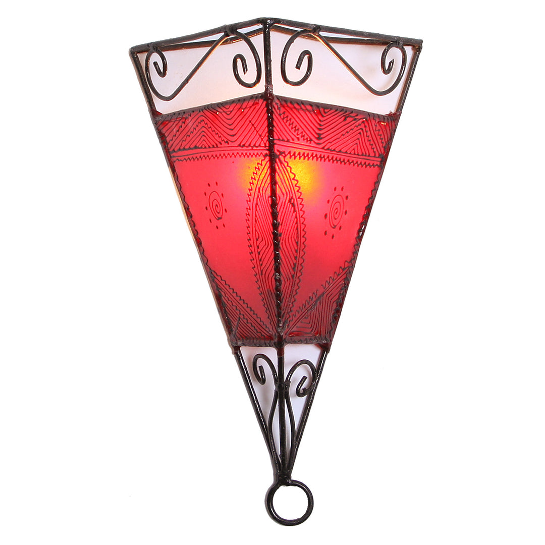 Lampada da parete in pelle Emrah rossa
