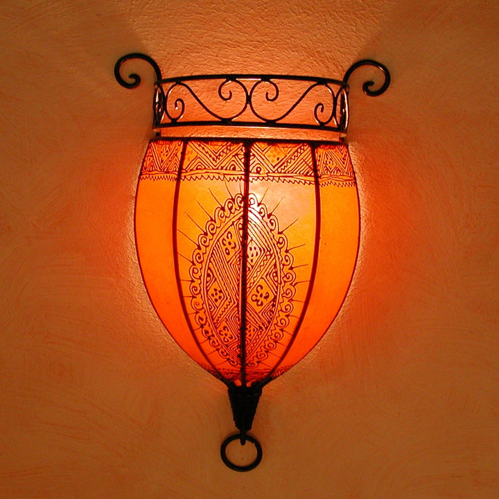 Lampada da parete in pelle henné Nakous Orange