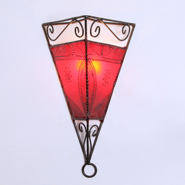 Lampada da parete in pelle Emrah rossa