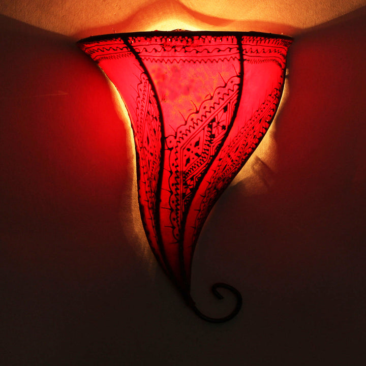 Leder-Wandlampe Mouza Rot