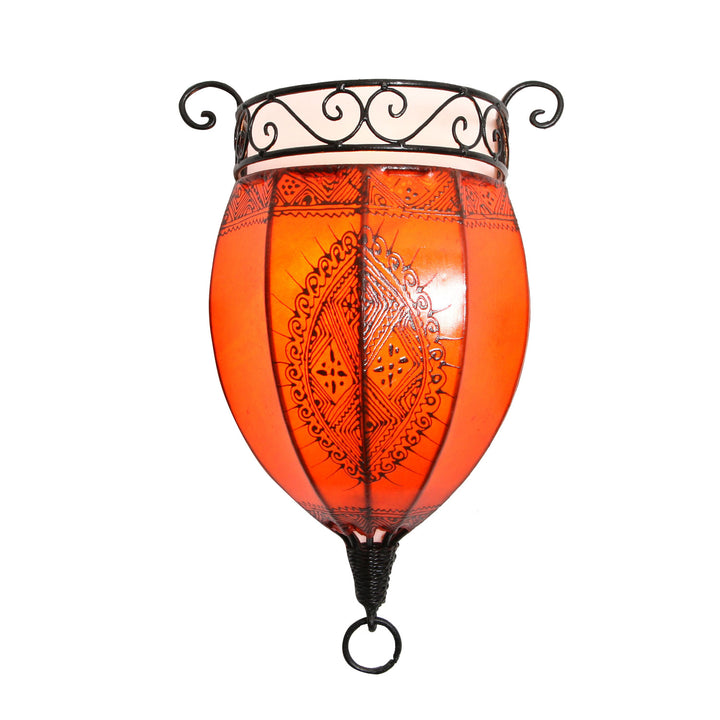 Lampada da parete in pelle henné Nakous Orange
