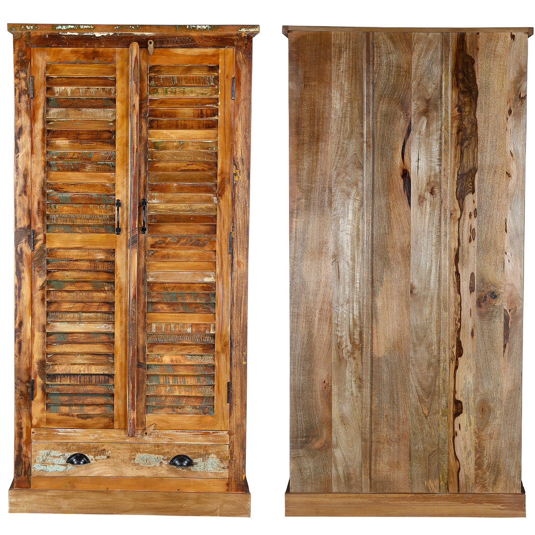Kleiderschrank aus Altholz und massivholz im Vintage-Stil, freistehend für Schlafzimmer oder Flur