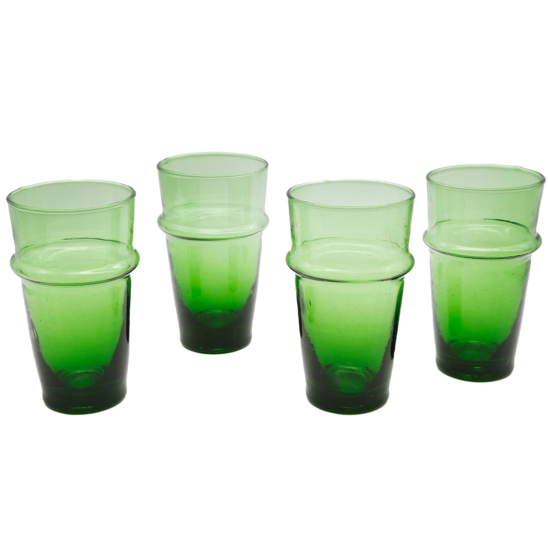 Bicchiere da long drink in verde brillante - soffiato a mano e unico nella struttura