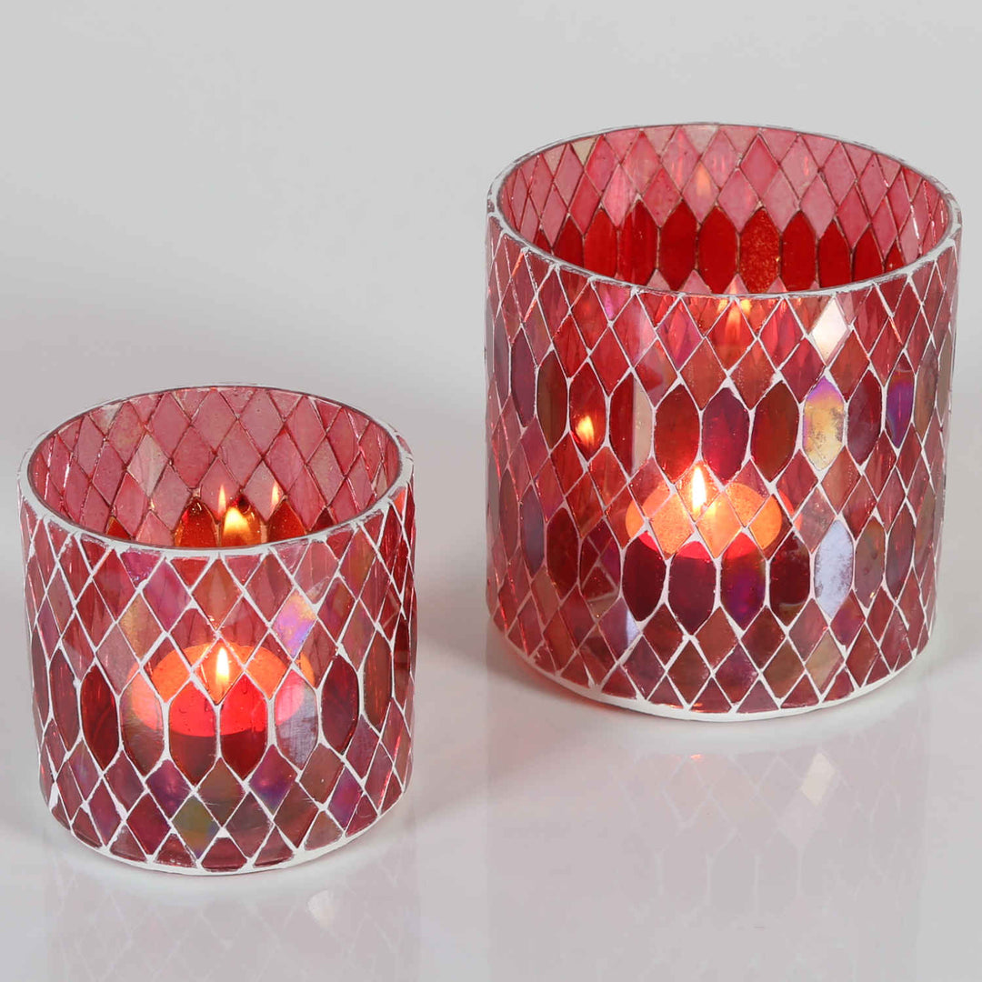 Marokkanisches Mosaik Windlicht Rayan Rot