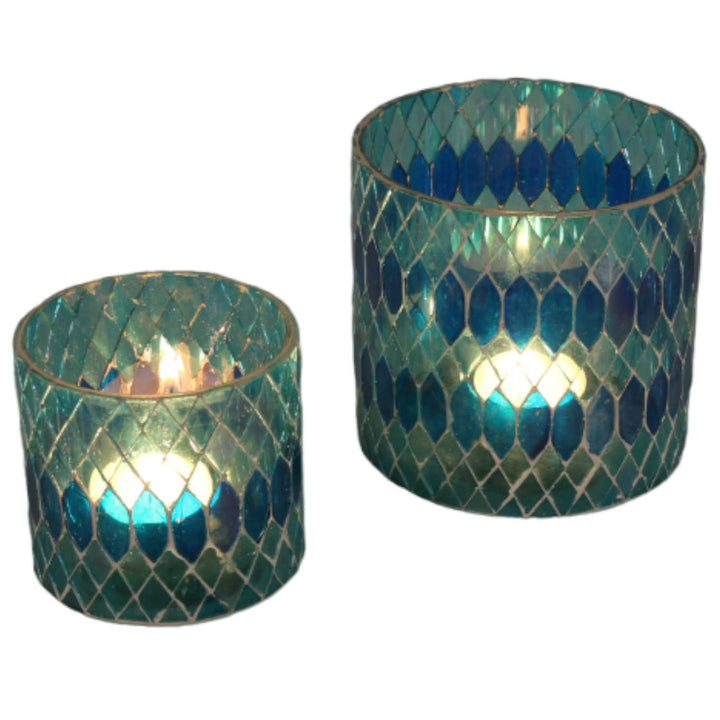 Lanterna marocchina in mosaico Rayan azzurro