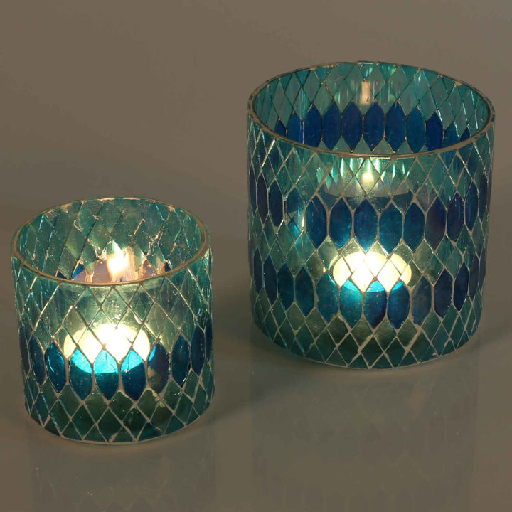 Lanterna marocchina in mosaico Rayan azzurro