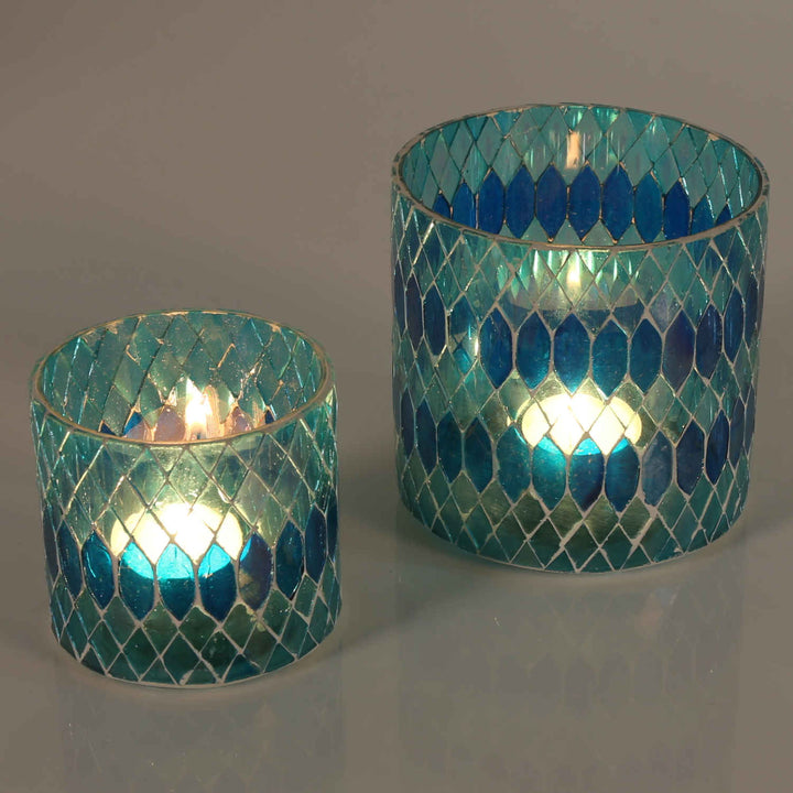 Lanterna marocchina in mosaico Rayan azzurro