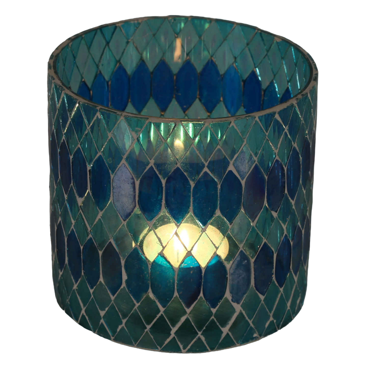 Lanterna marocchina in mosaico Rayan azzurro