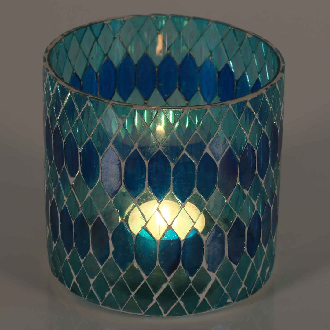 Lanterna marocchina in mosaico Rayan azzurro