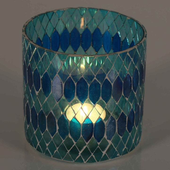 Lanterna marocchina in mosaico Rayan azzurro