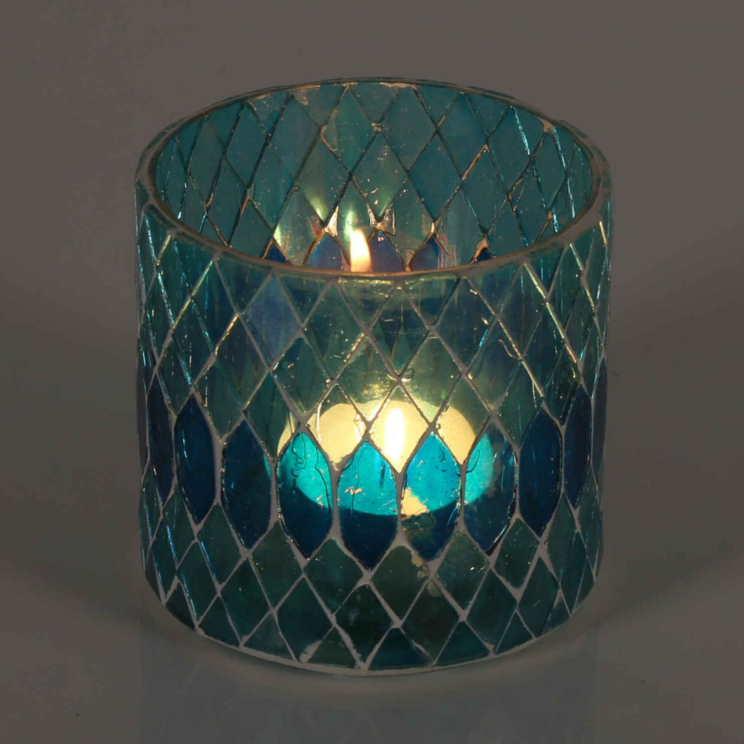 Lanterna marocchina in mosaico Rayan azzurro
